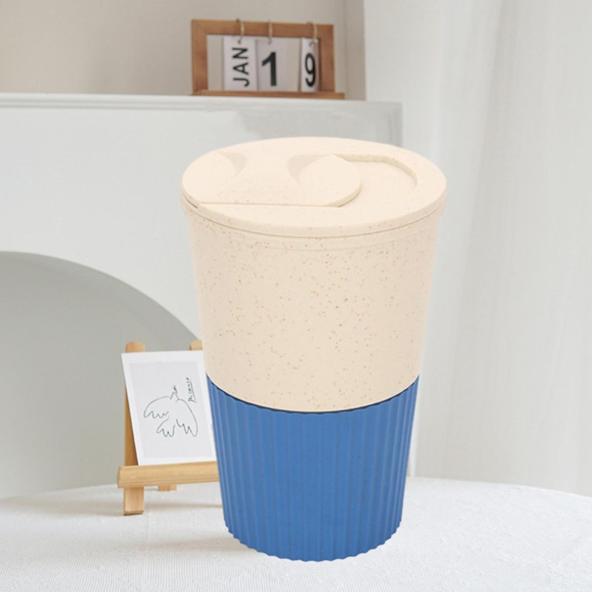 Easy-grip Coffee Cup Thick Leakproof 380ml Travel Mug with for Outdoor Blue