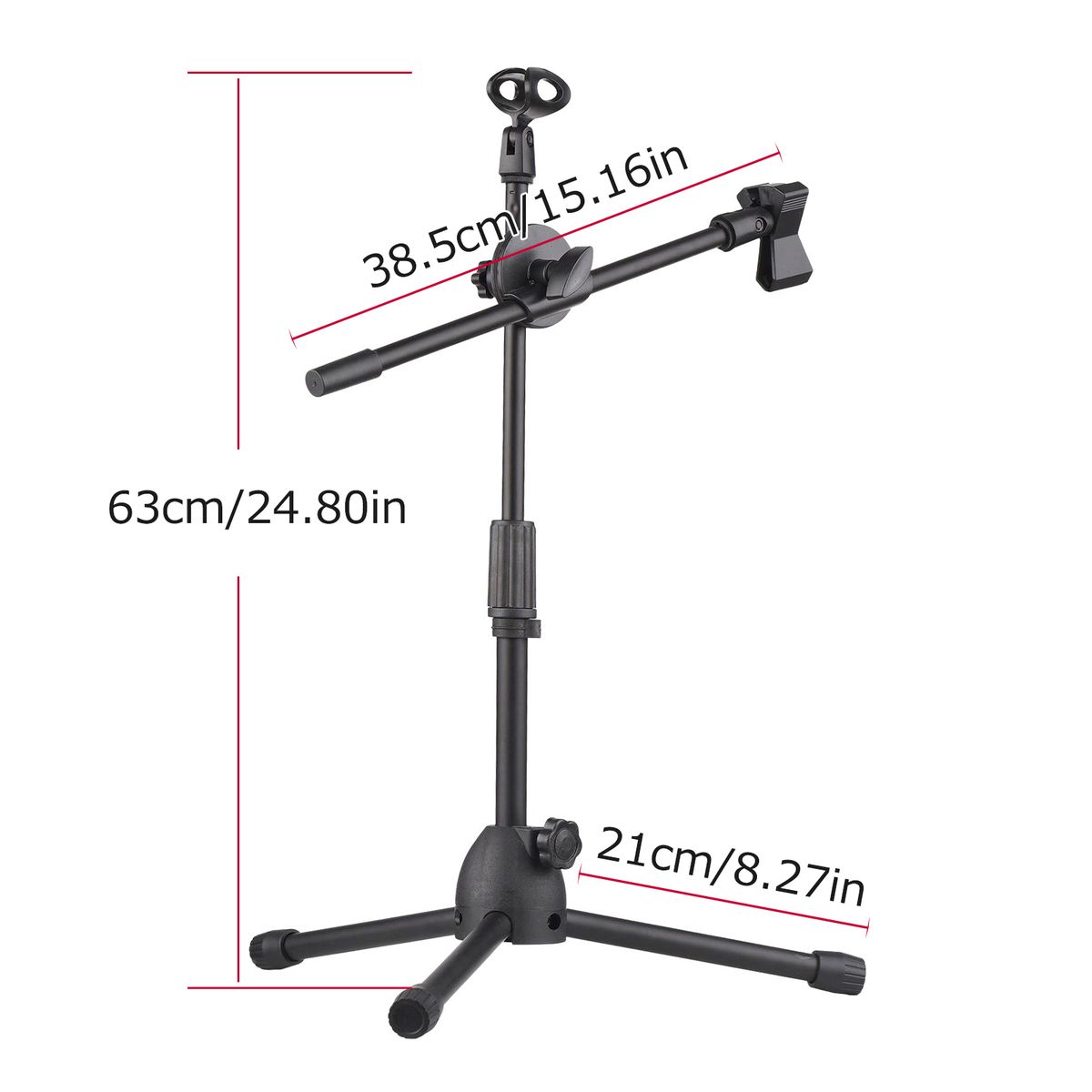 Dual Purpose Microphone Tripod Stand With 2 Mic Clips