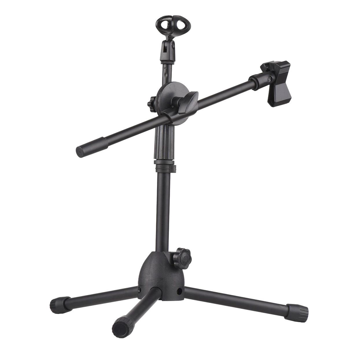 Dual Purpose Microphone Tripod Stand With 2 Mic Clips