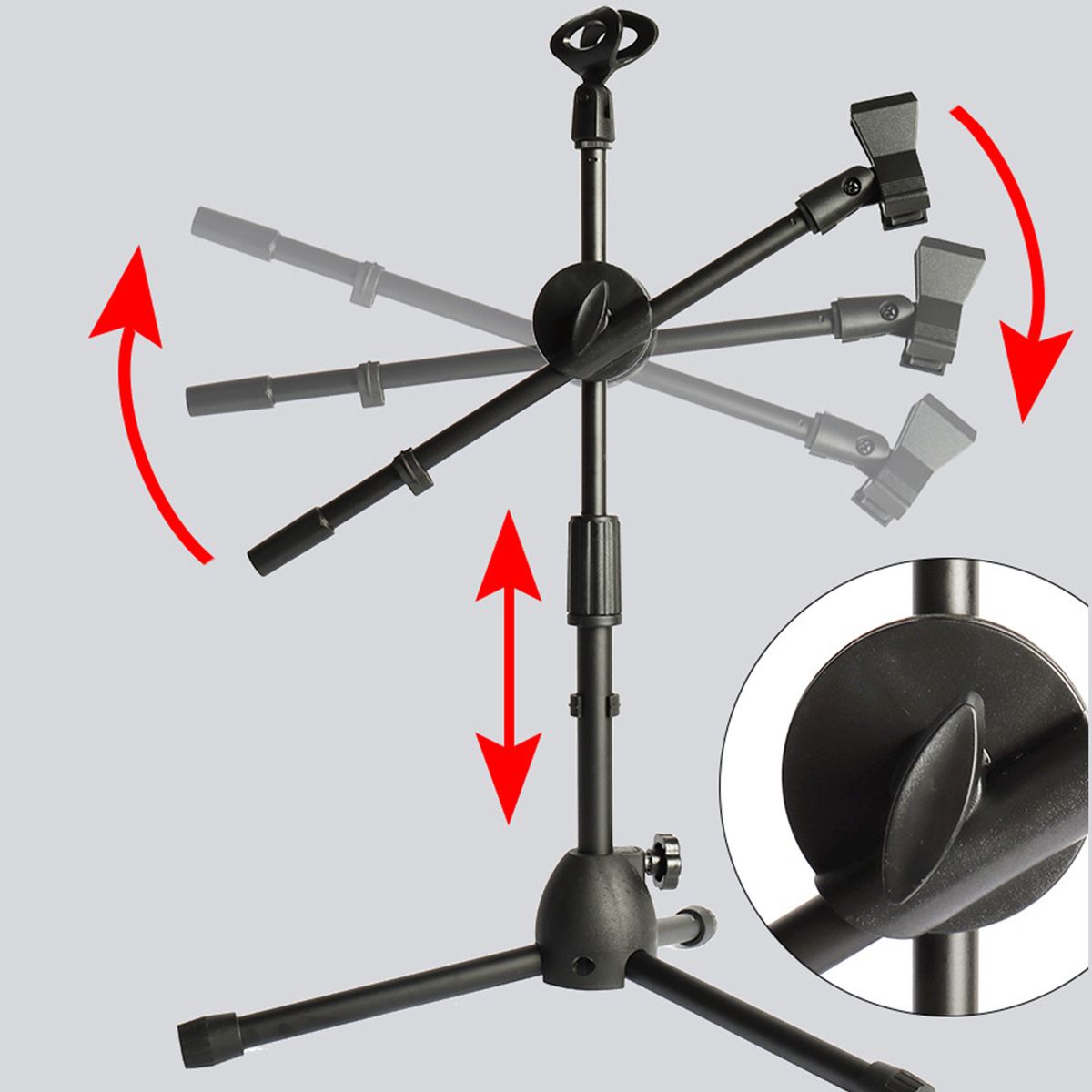 Dual Purpose Microphone Tripod Stand With 2 Mic Clips