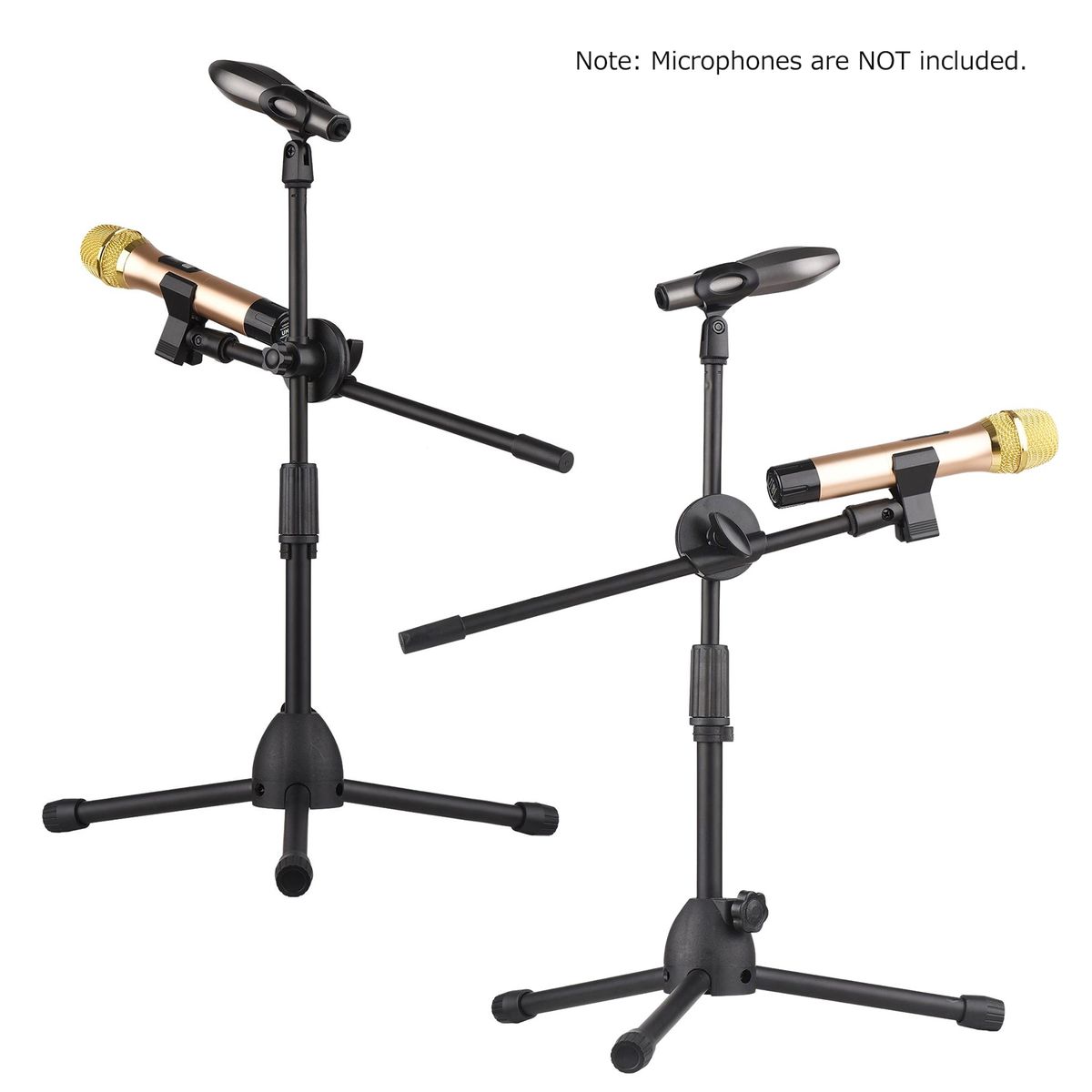 Dual Purpose Microphone Tripod Stand With 2 Mic Clips