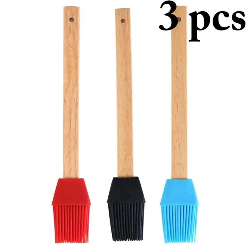 3pcs Silicone Basting Brush BBQ Grill Oil Sauce Brush Handle Pastry Brush Butter Bread Brush BBQ Kitchen Accessories