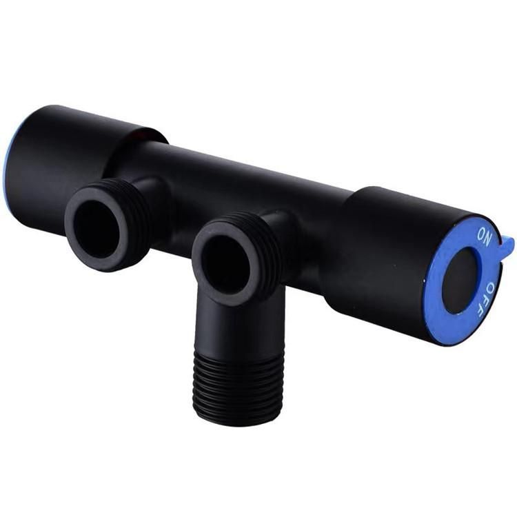 20mm Interface Toilet One In And Two Out Dual Use Angle Valve Black.