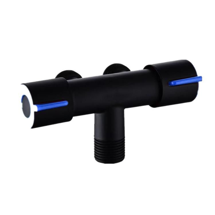 20mm Interface Toilet One In And Two Out Dual Use Angle Valve Black.