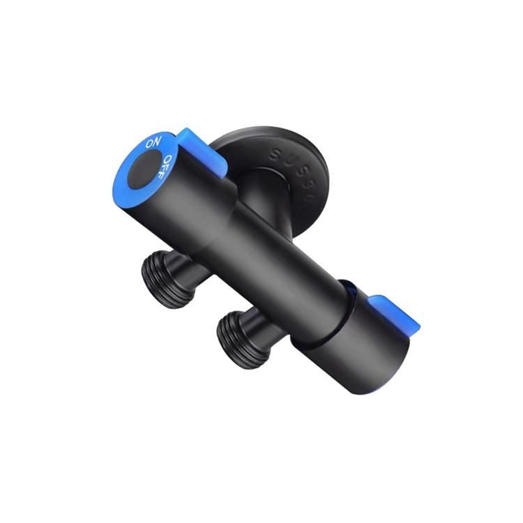 20mm Interface Toilet One In And Two Out Dual Use Angle Valve Black.