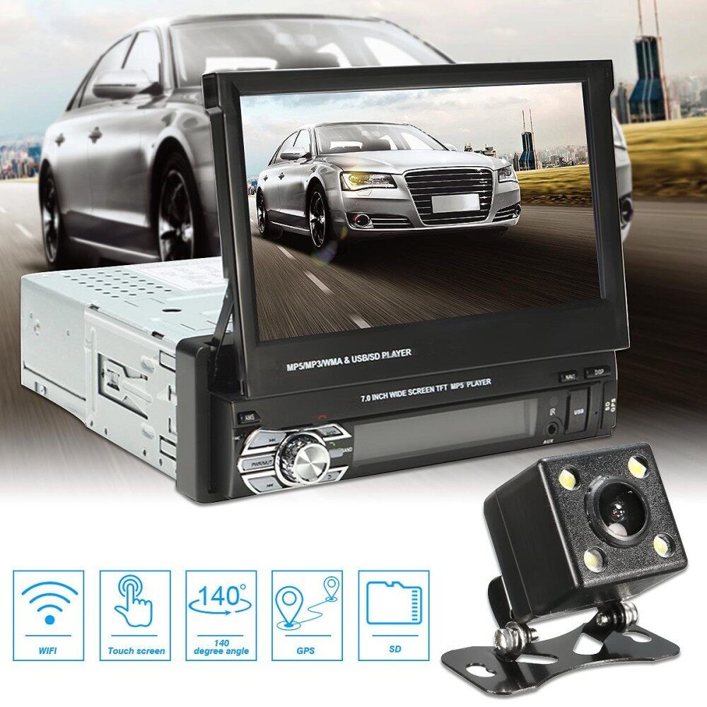 7inch HD Touch Bluetooth Single GPS Navi Car Radio Stereo MP3 MP5 Player 1 Din US