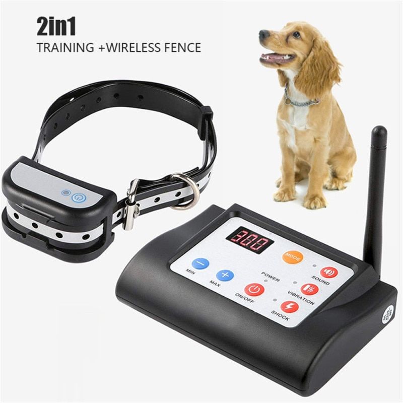 Wireless Electric Fence Dog Collar Pet 2 In 1 Fence Training Pet Electronic Fence With Sound And Shock Collar Dog Accessories