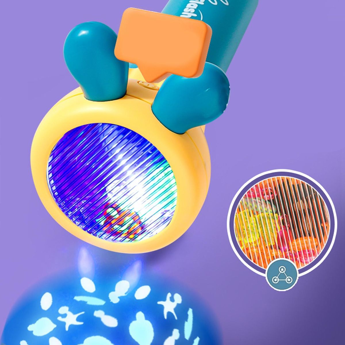 Kaleidoscope Projection Lamp for Children Kaleidoscope Flashlight Toy Cyan