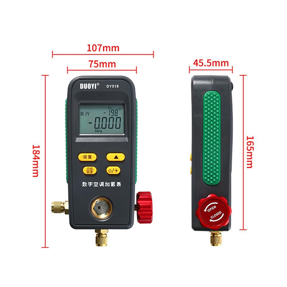 Refrigeration Digital Manifold Gauge Meter HVAC System Vacuum Pressure Temperature Tester with Carry Bag for Air Conditioner Refrigerator