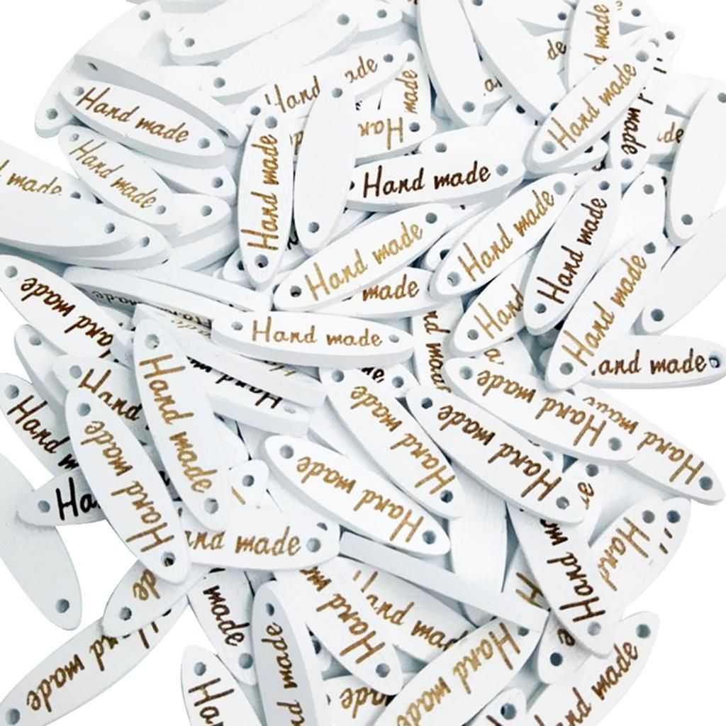 100 Pieces Handmade Wooden Buttons Diy Garment Labels Tags