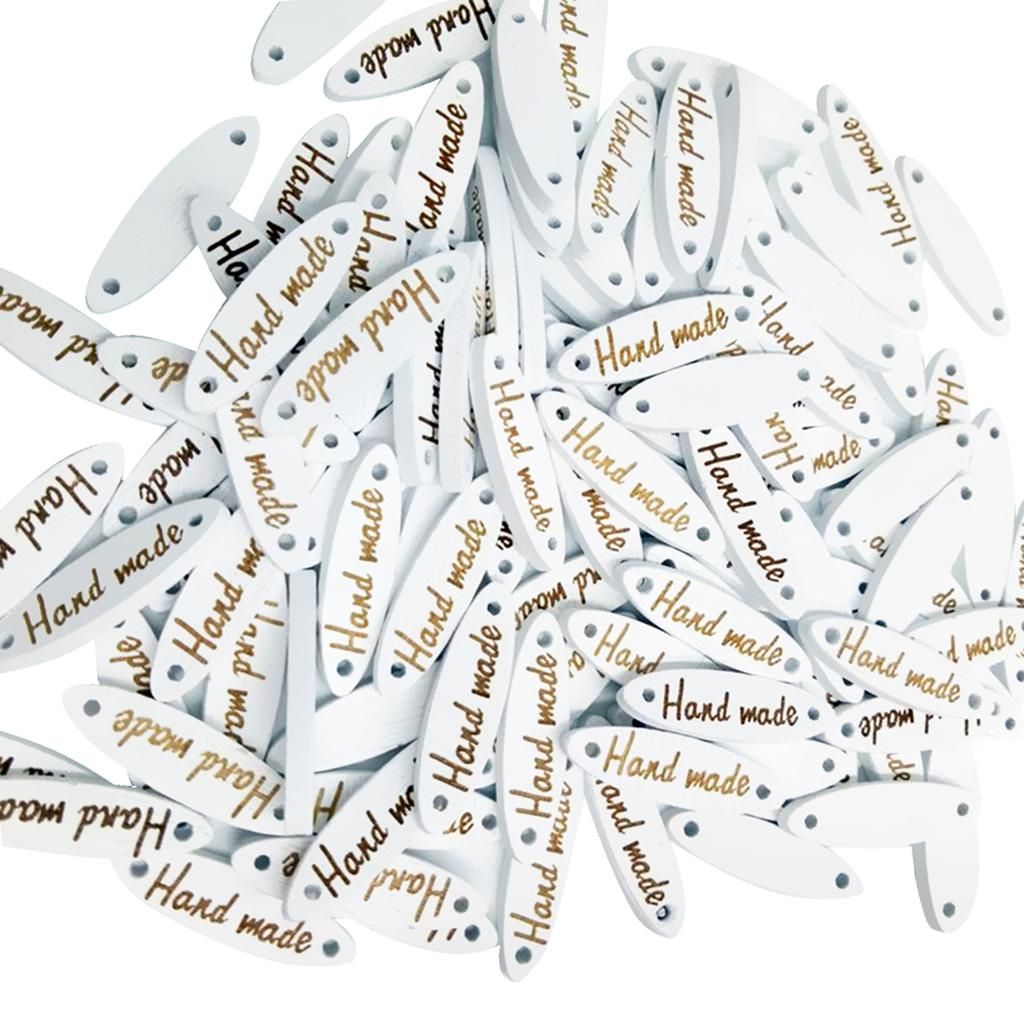 100 Pieces Handmade Wooden Buttons Diy Garment Labels Tags