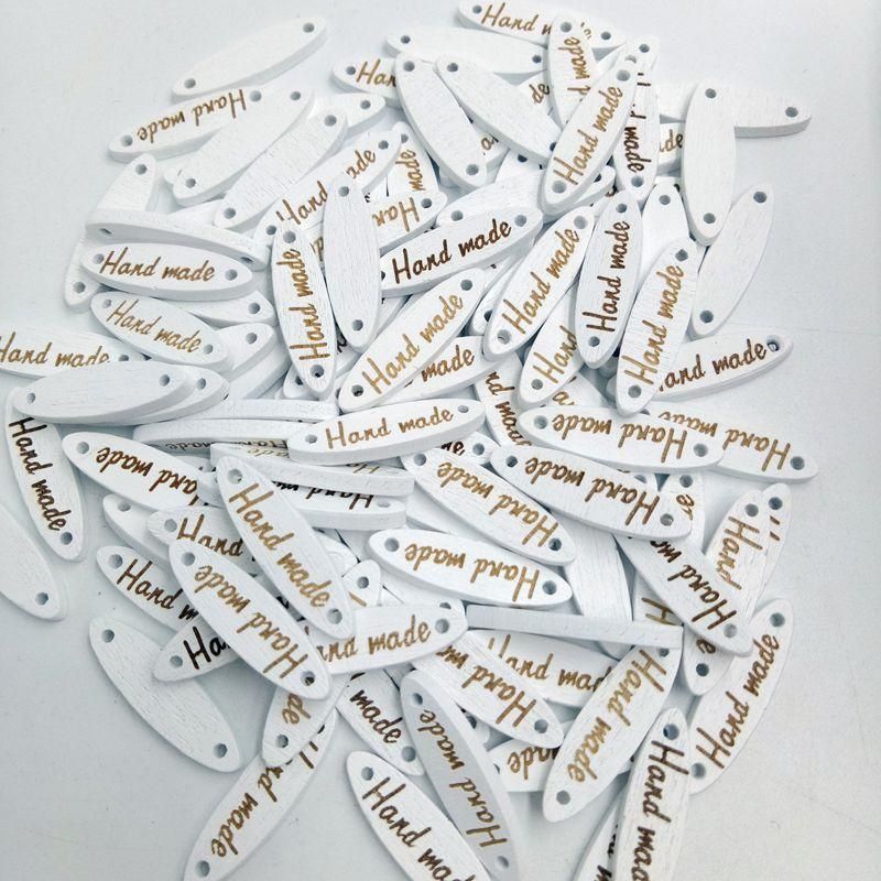 100 Pieces Handmade Wooden Buttons Diy Garment Labels Tags