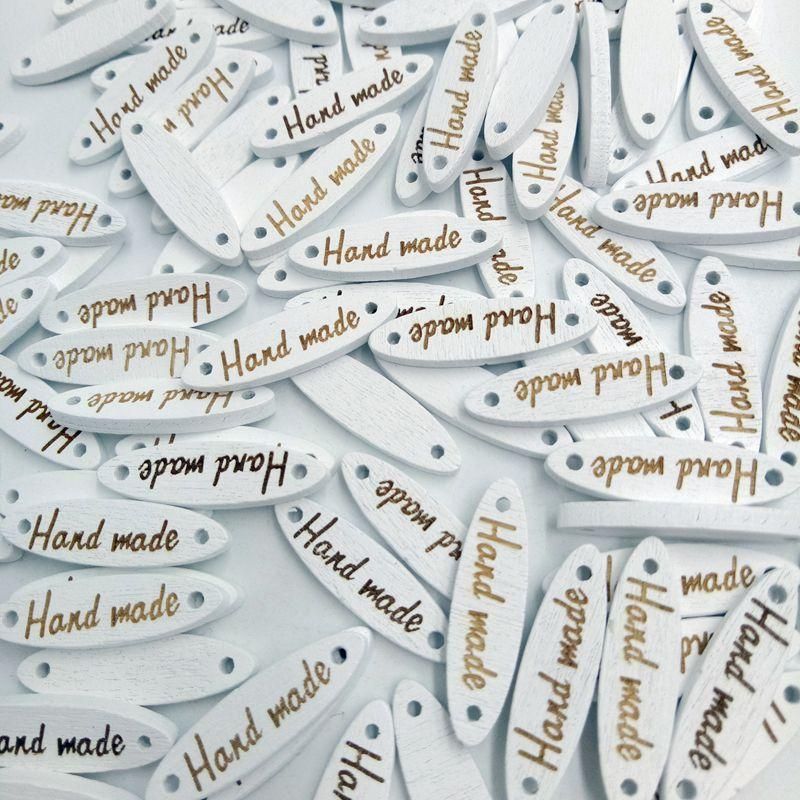 100 Pieces Handmade Wooden Buttons Diy Garment Labels Tags