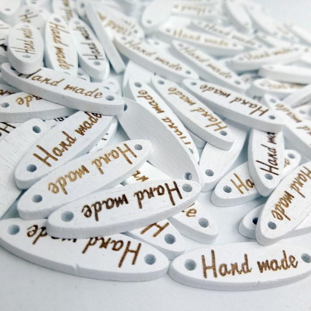 100 Pieces Handmade Wooden Buttons Diy Garment Labels Tags