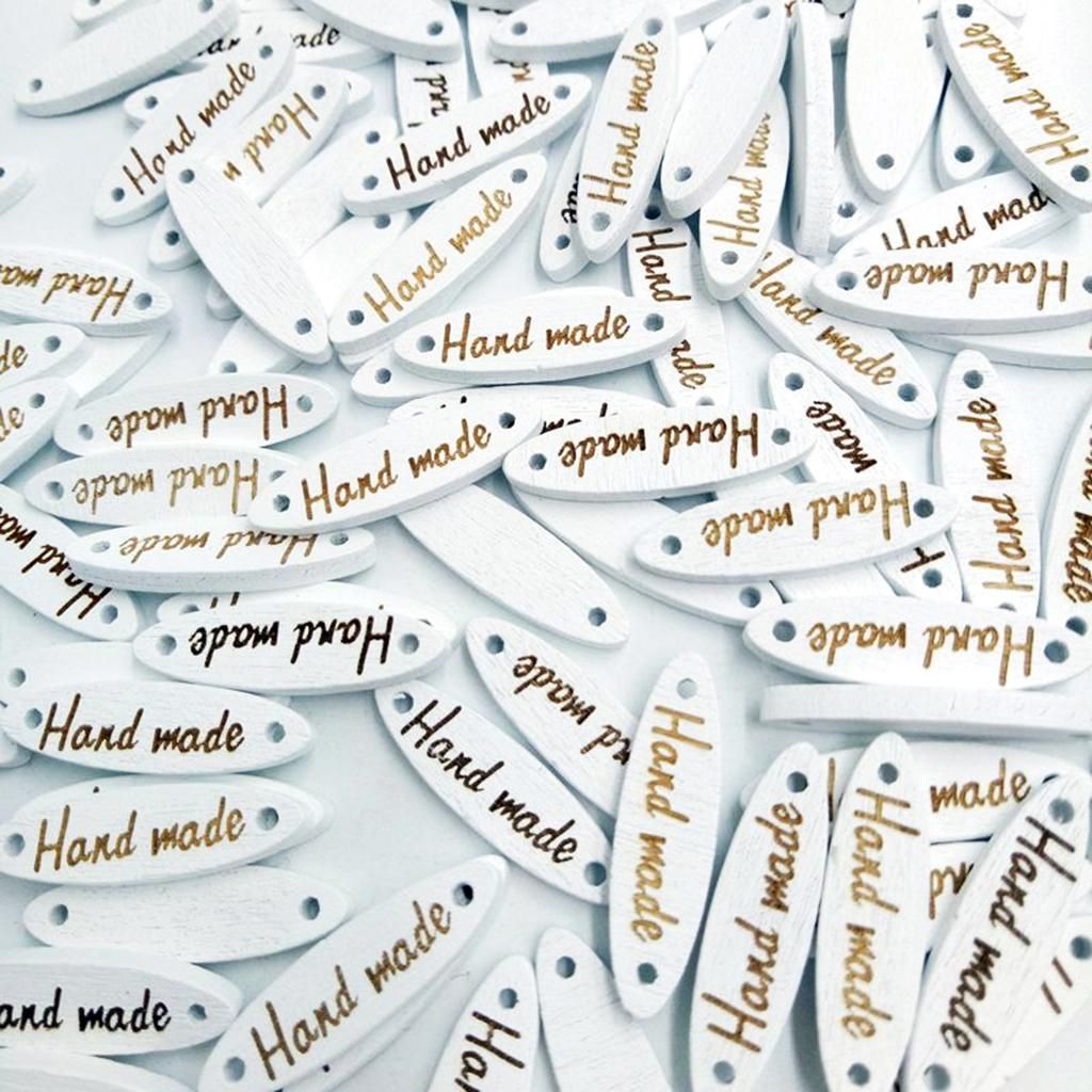 100 Pieces Handmade Wooden Buttons Diy Garment Labels Tags