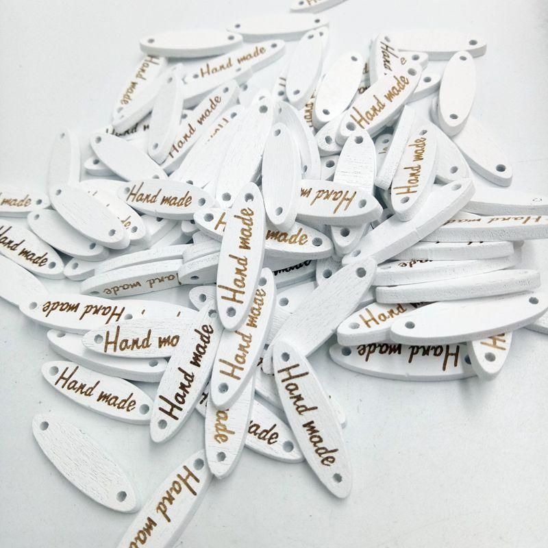 100 Pieces Handmade Wooden Buttons Diy Garment Labels Tags