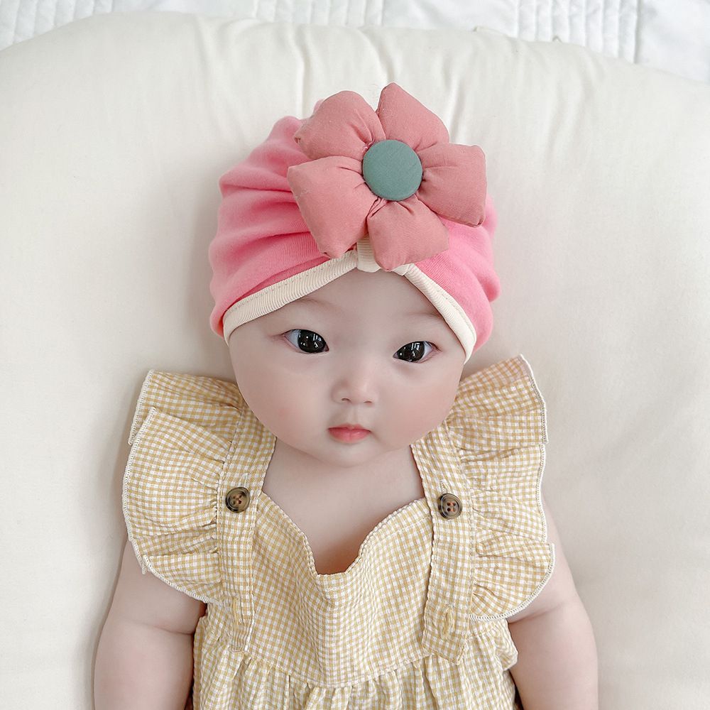 Newborn Baby Girl Hat Cotton Stretchy Flower Infant 0-1 Year