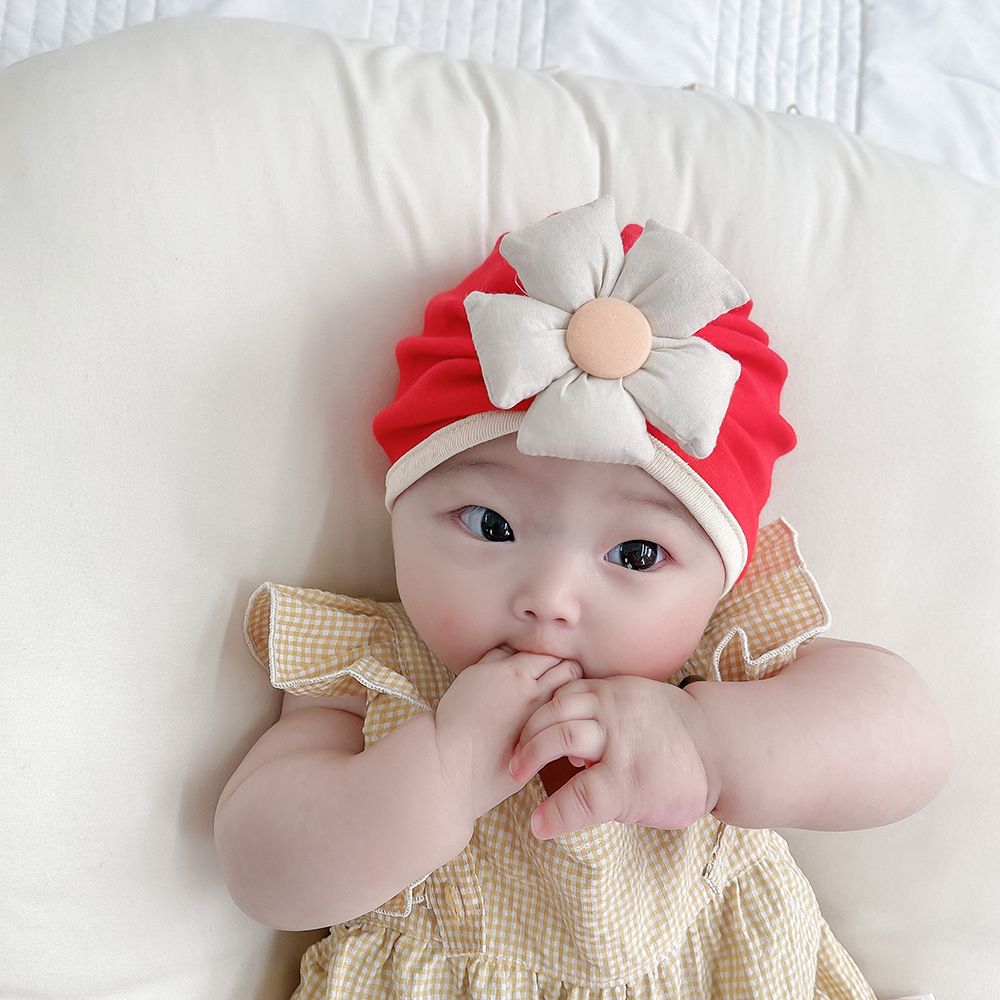 Newborn Baby Girl Hat Cotton Stretchy Flower Infant 0-1 Year