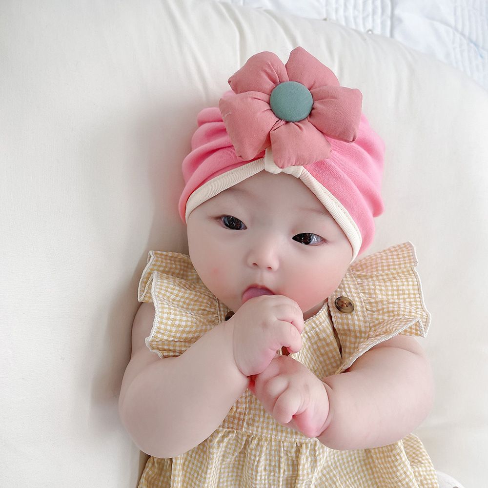 Newborn Baby Girl Hat Cotton Stretchy Flower Infant 0-1 Year