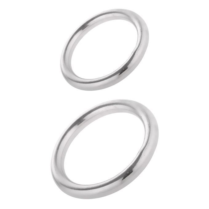 Set 2pcs Boat Marine Stainless Steel Welded Polished O Ring 7x40mm