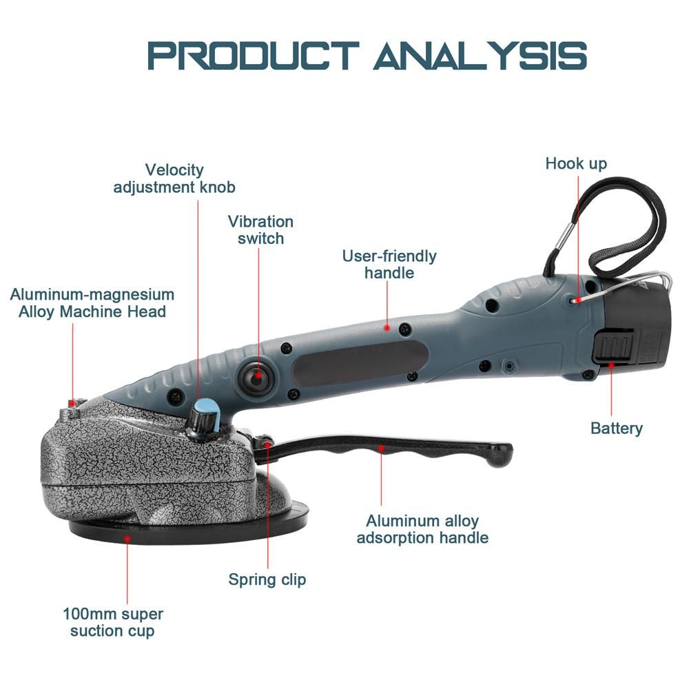 10-150Hz Tile Tiling Machine Wall Floor Tiles Laying Vibrating Tool with 100*100mm Suction Cup