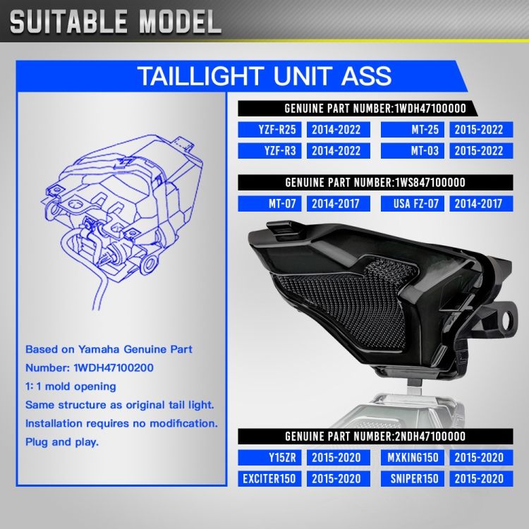 For Yamaha R3R25 Motorcycles LED Taillight