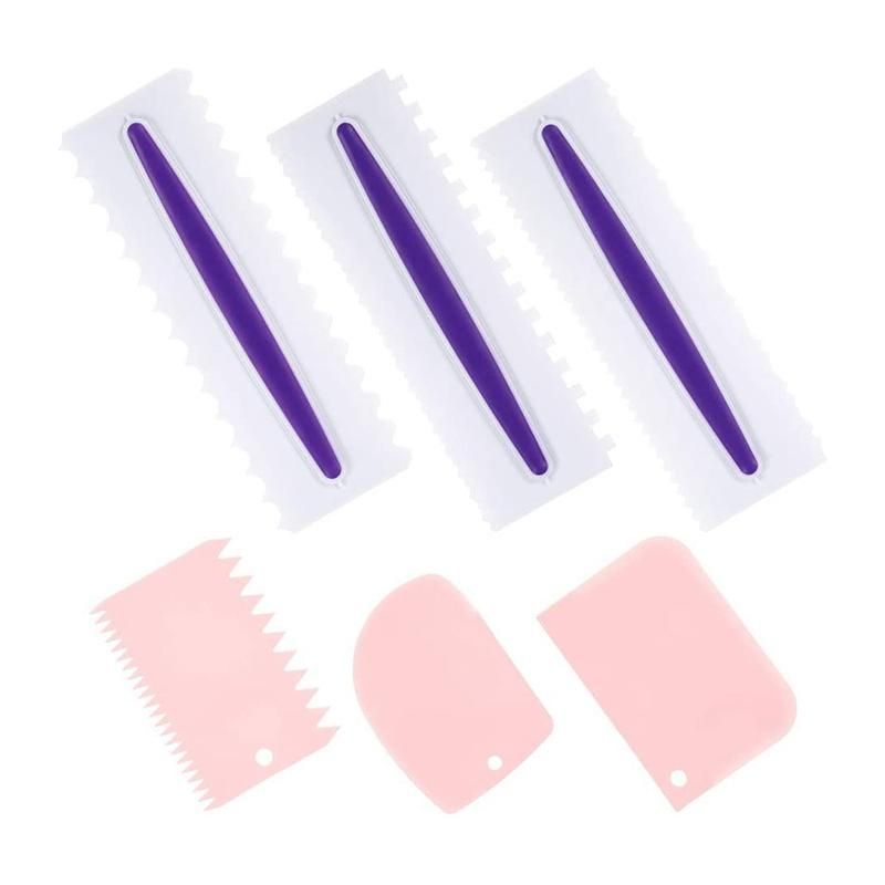6 Pcs Decorating Comb and Icing Smoother Mousse Butter Cream Cake Edge Tools,Sawtooth Scraper for Butter Cream Cake
