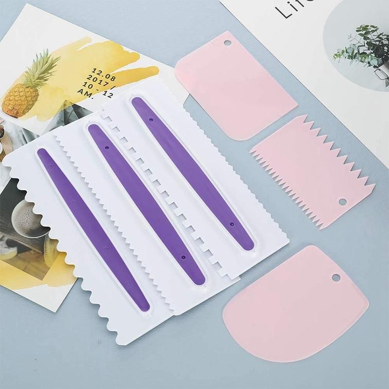 6 Pcs Decorating Comb and Icing Smoother Mousse Butter Cream Cake Edge Tools,Sawtooth Scraper for Butter Cream Cake