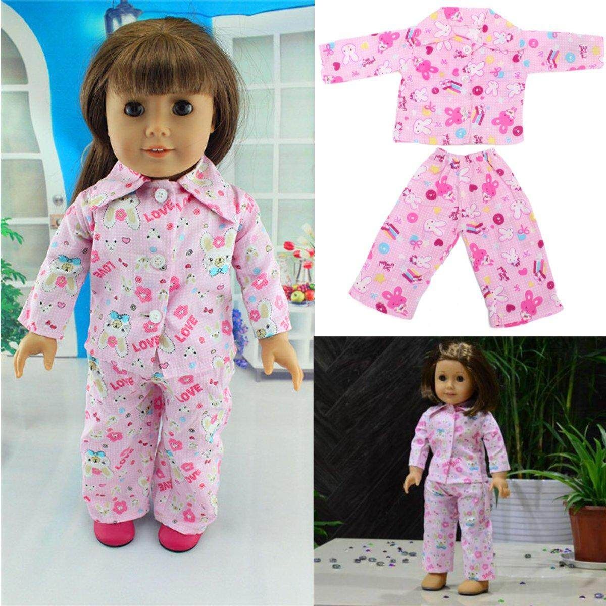 Pink Nightgown Sleep Clothes Pajamas Handmade Fits 18'' American Girl Doll
