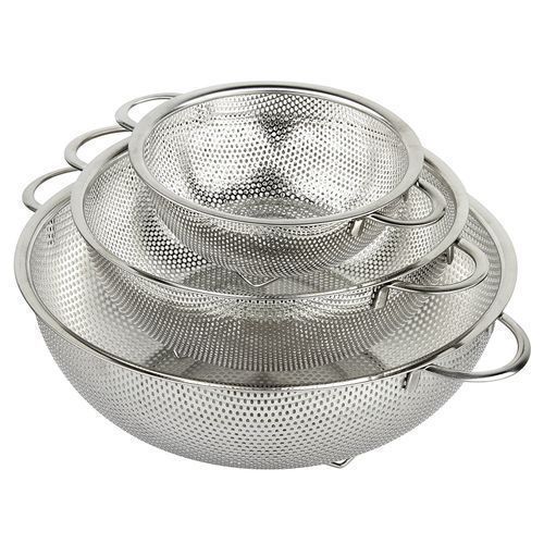 3 Pcs-  Stainless Steel Collander Sieve Mesh Bowls