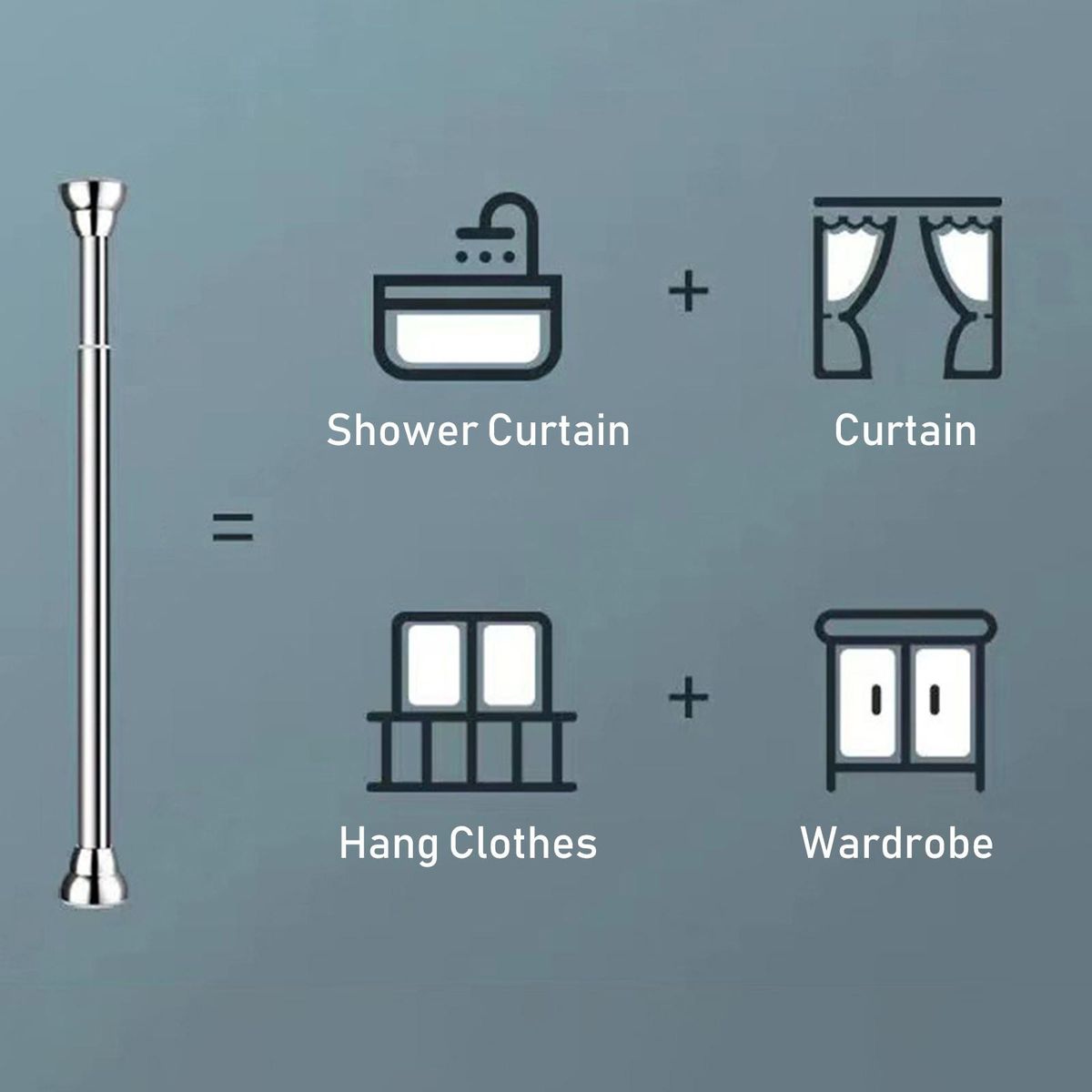Non-Slip Spring Tension Curtain Rod 20 to 32 Inch Expandable Curtain Rod No Drilling No Rust Bath Closet Hanging Pole for Windows or Shower Bathroom
