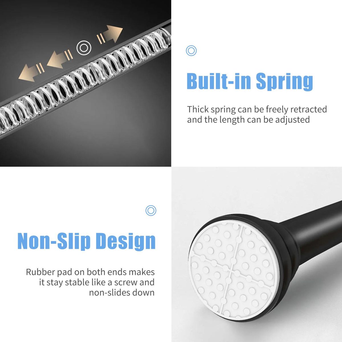 Non-Slip Spring Tension Curtain Rod 20 to 32 Inch Expandable Curtain Rod No Drilling No Rust Bath Closet Hanging Pole for Windows or Shower Bathroom