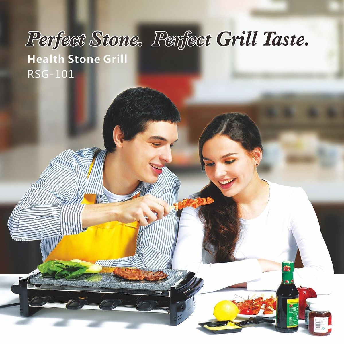 Pan Fry Stone Grill Electric Smokeless BBQ Nonstick Barbecue Multifunctional Fry Stone Grill Hot Stone Cooking with 8 Baking Pans for Household and Outdoors EU Plug