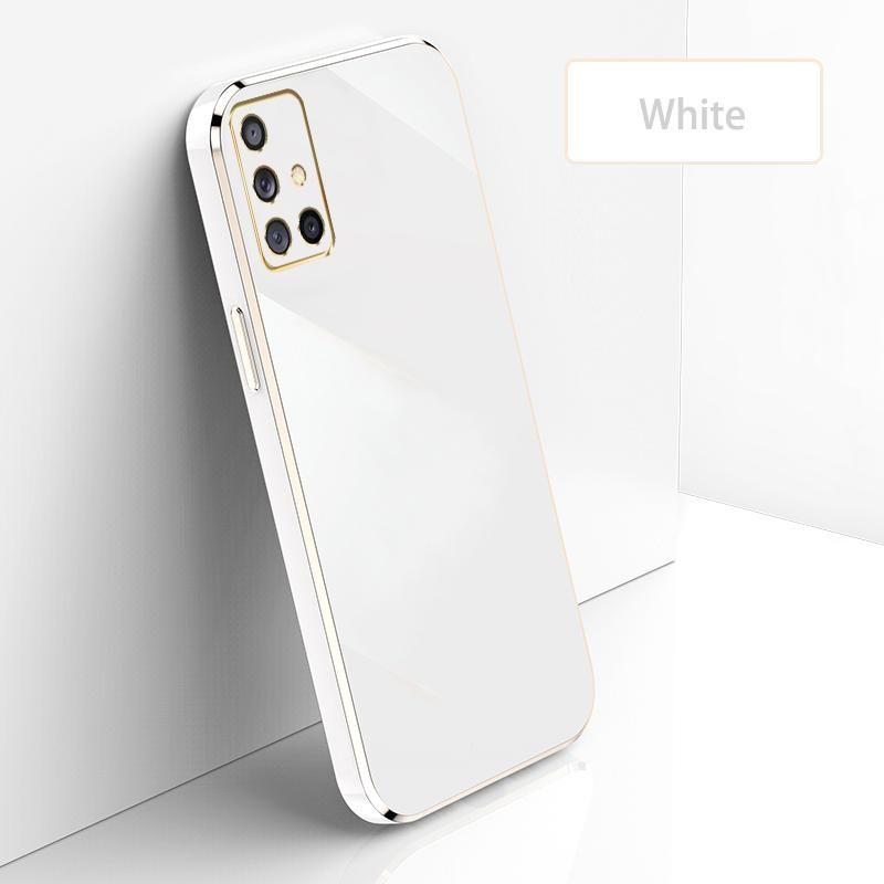Ultra Thin Plating Phone Case for Samsung Galaxy A71 5G Lens Protection soft Phone Back Cover-White
