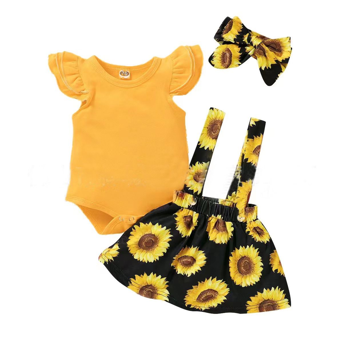 Baby Girl Clothes Short Sleeve Bodysuit +skirts+headband