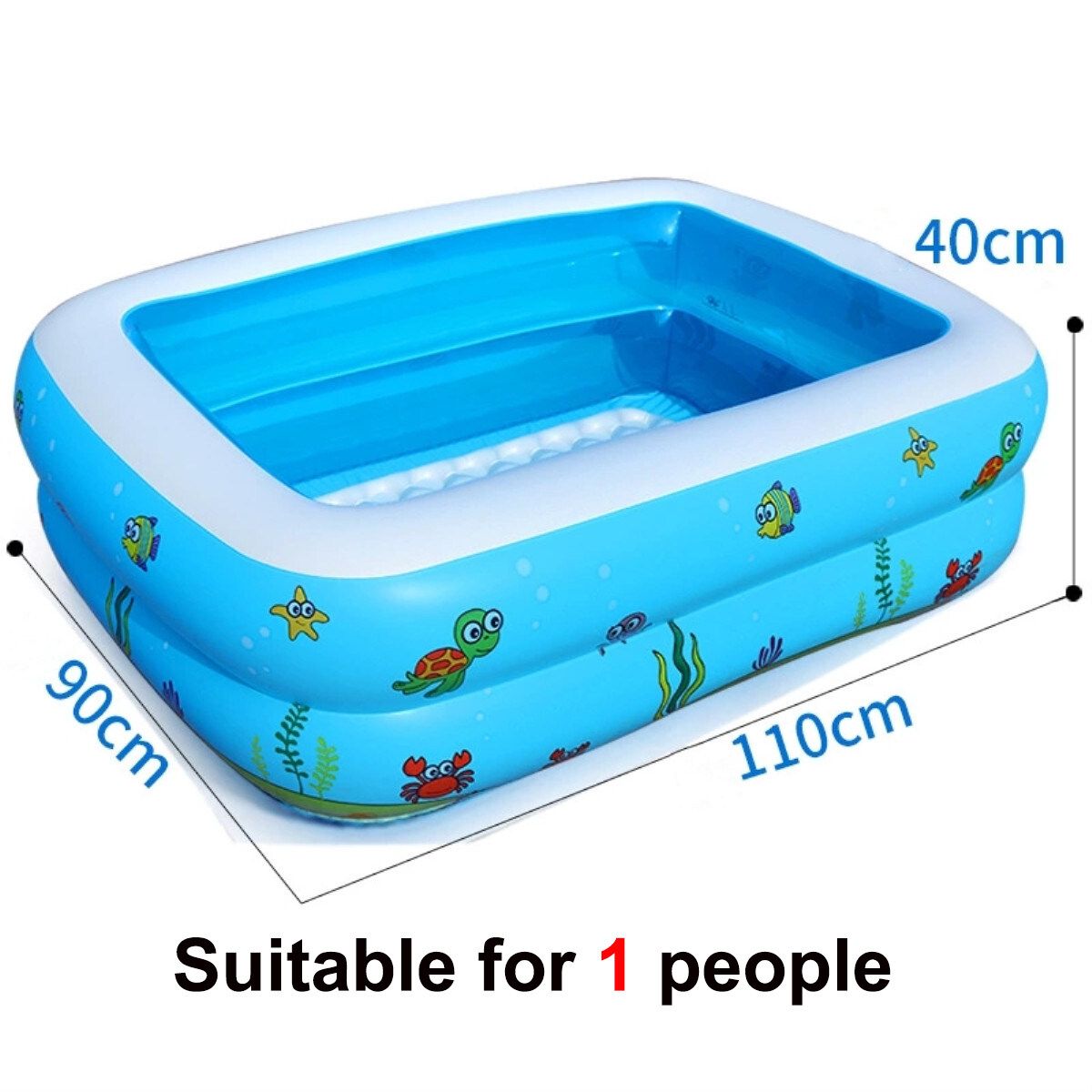 2.6M/1.5M/1.3M/1.1M For 1-5 Persons Kids Large Inflatable Swimming Pool Adult Family Lounge Water Play Fun Backyard Bathing Tub Blue 1.1M