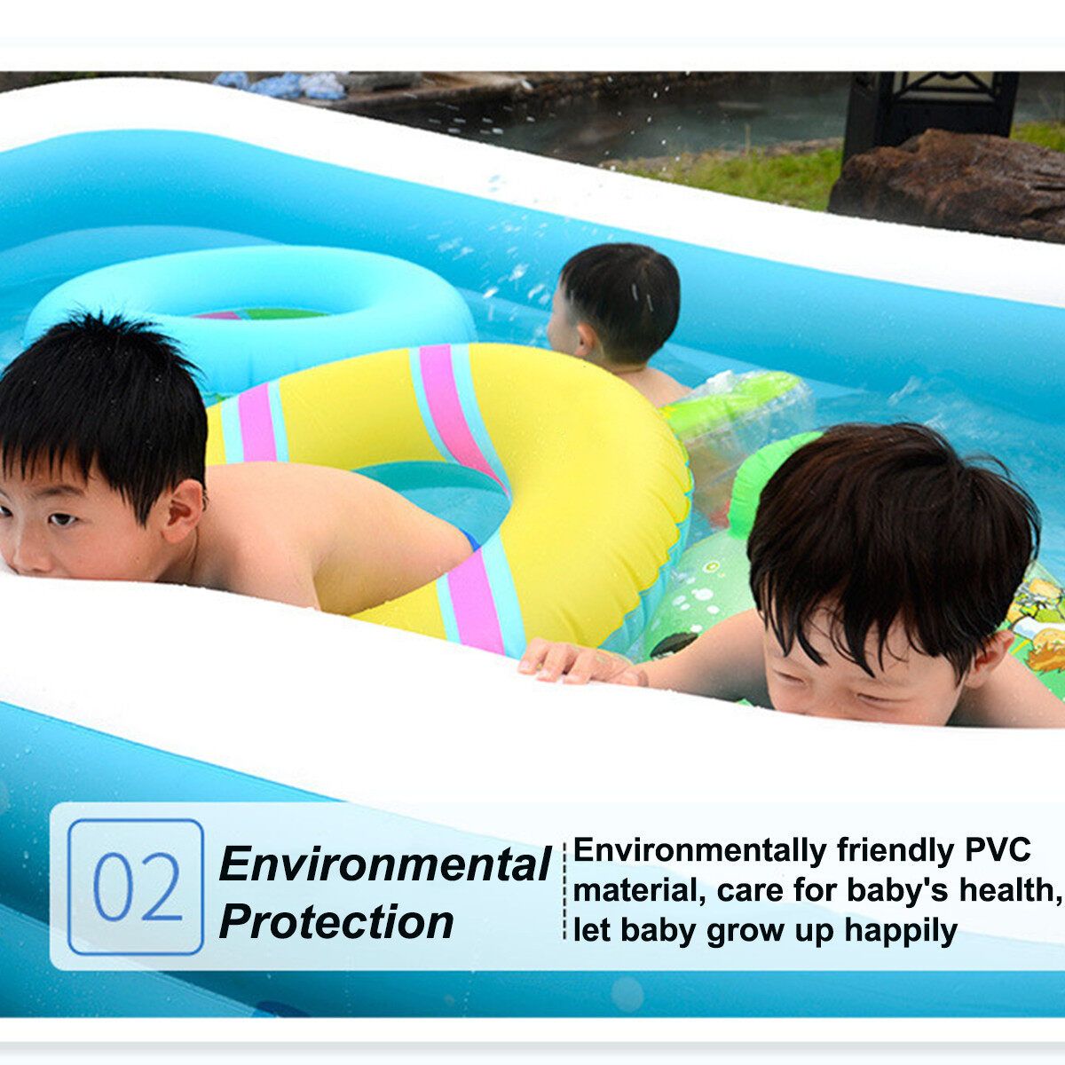 2.6M/1.5M/1.3M/1.1M For 1-5 Persons Kids Large Inflatable Swimming Pool Adult Family Lounge Water Play Fun Backyard Bathing Tub Blue 1.1M