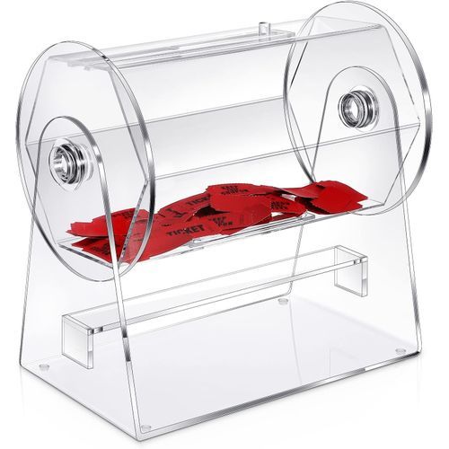 Acrylic Raffle Ticket Spinner Drum Clear Transparent Box For