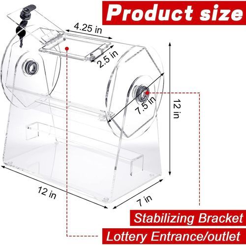 Acrylic Raffle Ticket Spinner Drum Clear Transparent Box For