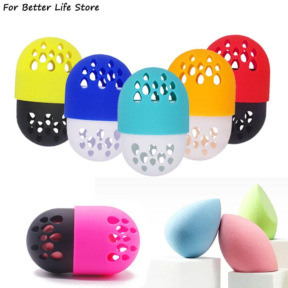 1Pc 6 Colour 44g Silicone Beauty Sponge Storage Box EStand Powder Puff Drying Holder Mildew Proof Cosmetic Washable Odorless