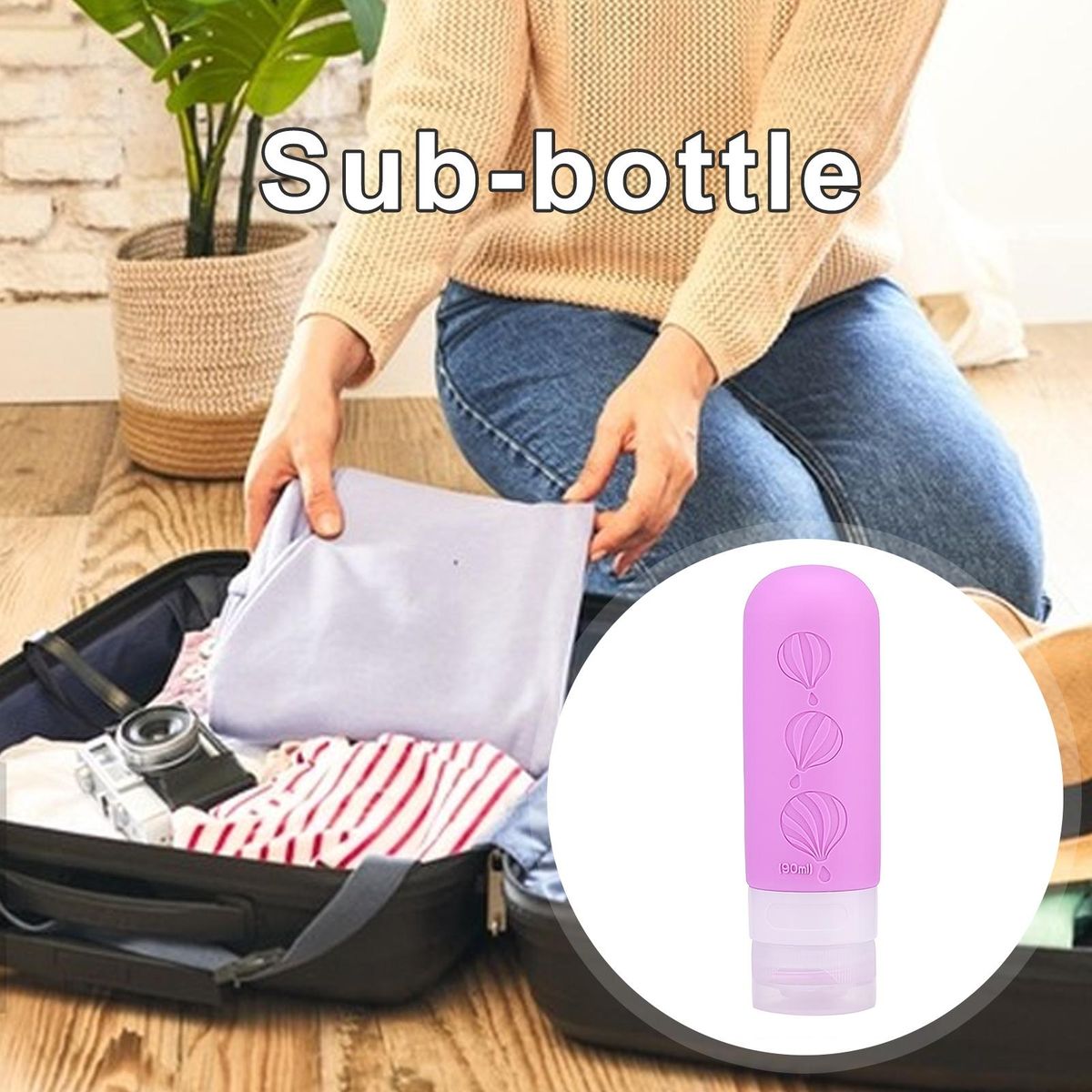 Drip-free Valve Travel Bottle Leak-proof 90ml Silicone for Travel Rose Red