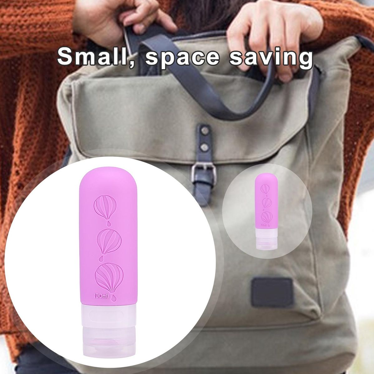 Drip-free Valve Travel Bottle Leak-proof 90ml Silicone for Travel Rose Red