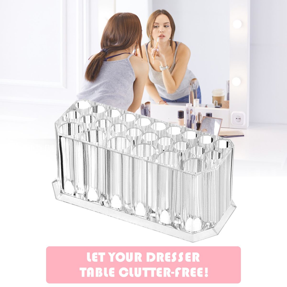 26 Slots Makeup Brush Storage Anti-skid Acrylic Cosmetic