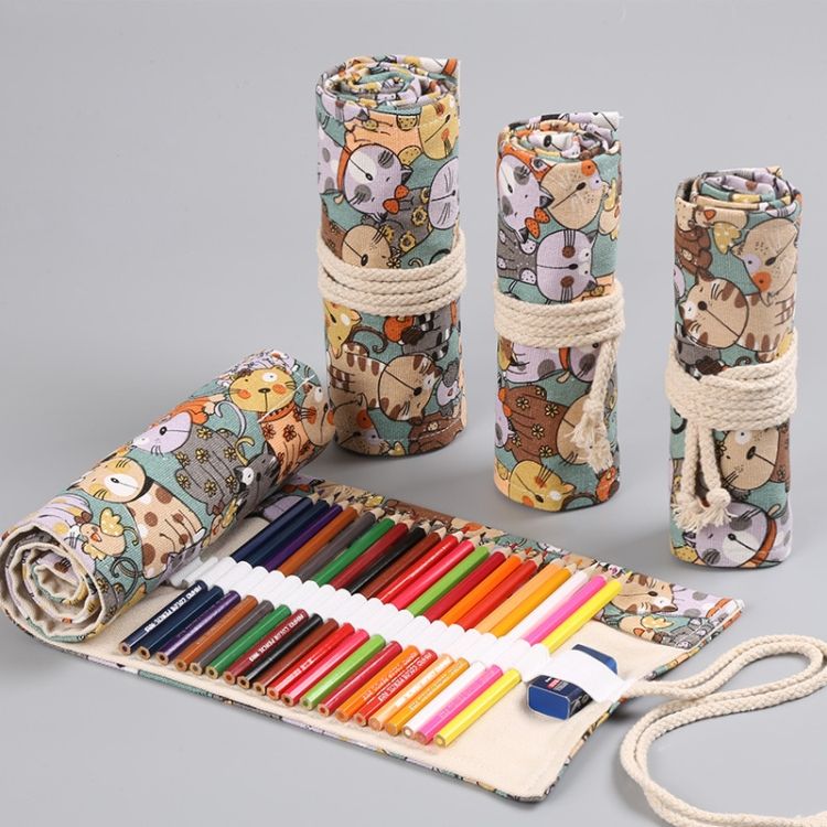 2 PCS 36  Holes Canvas Large Capacity Pen Curtain