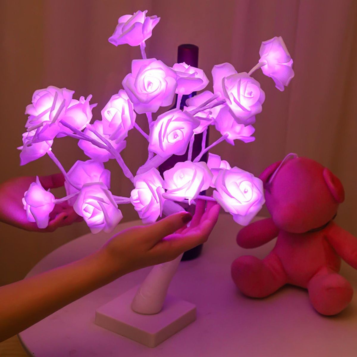 Rose Flower Lamp Rose Flower Tree Bedside Lamp Ambient Light White