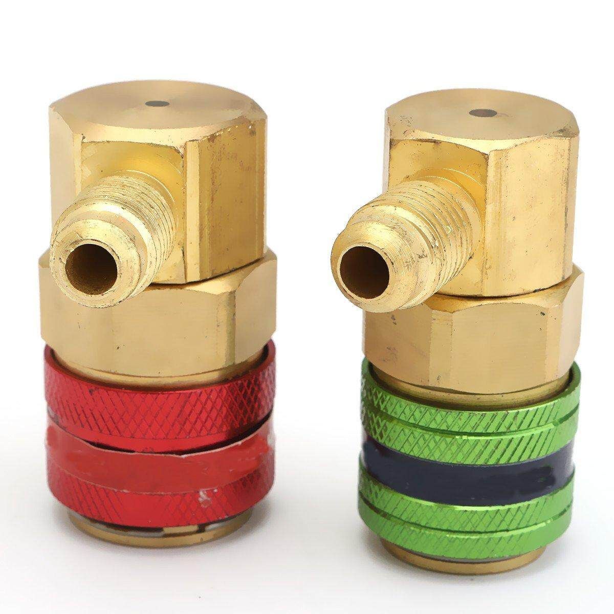 2Pcs Car AC R134a System Port Hose Side Quick Connectors Couplers Adapters 1/4inch M