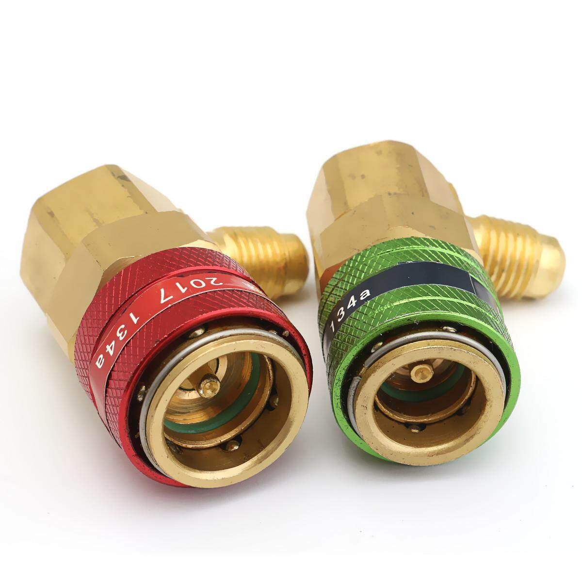 2Pcs Car AC R134a System Port Hose Side Quick Connectors Couplers Adapters 1/4inch M