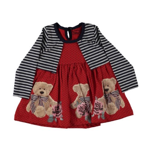 Baby Girl Dress Teddy -  Red