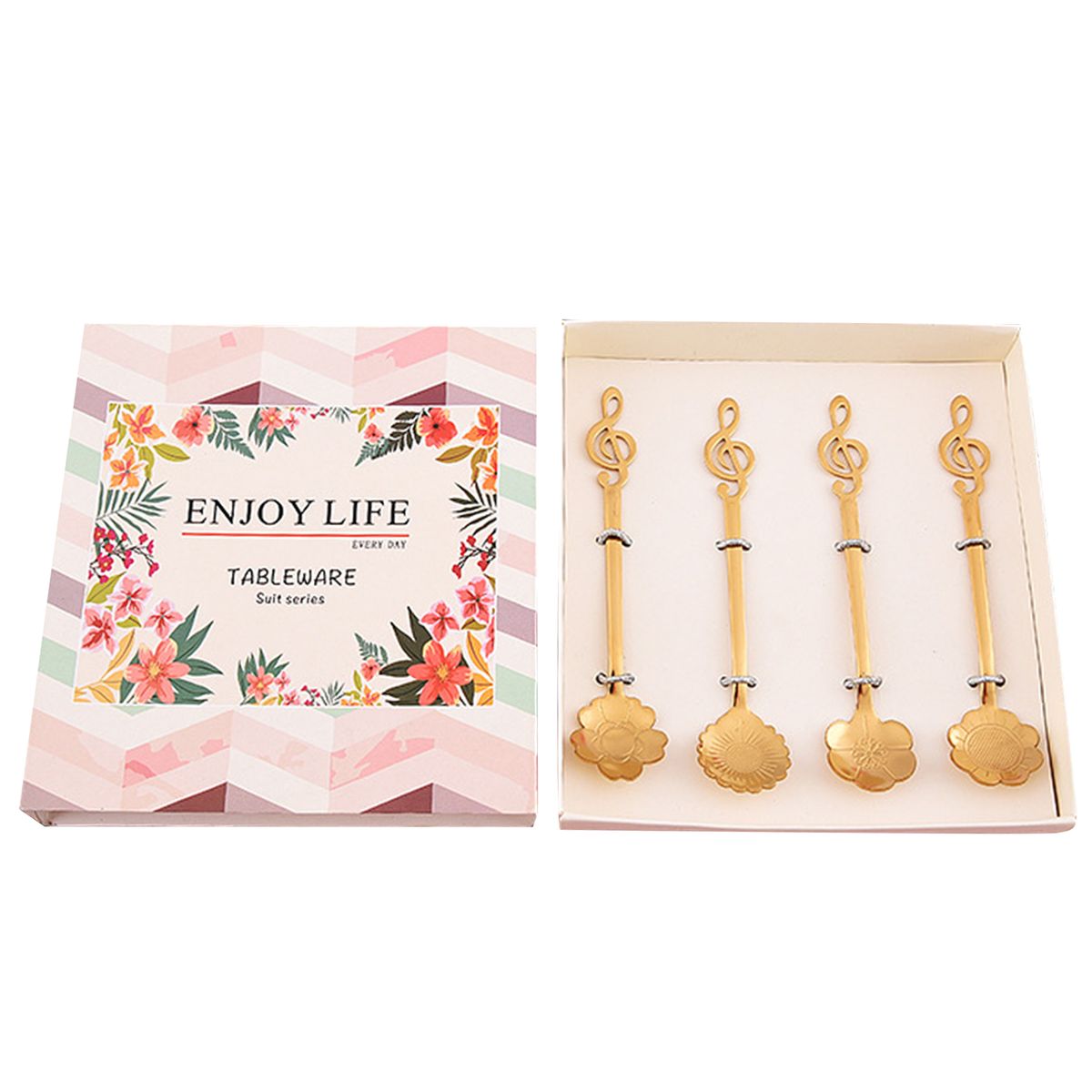 4PCs Stainless Steel Teaspoons Set Coffee Spoons Dessert