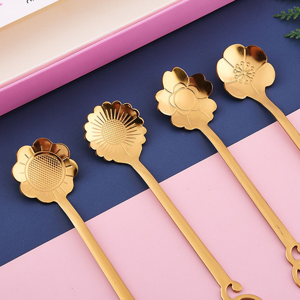 4PCs Stainless Steel Teaspoons Set Coffee Spoons Dessert